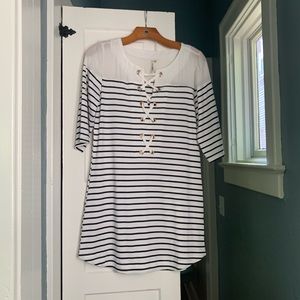 Striped Dress White Navy